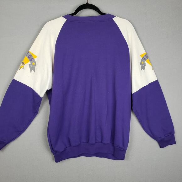 Vintage Size XL Minnesota Vikings Crewneck Sweatshirt Retro Football Helmet Logo - Picture 3 of 11